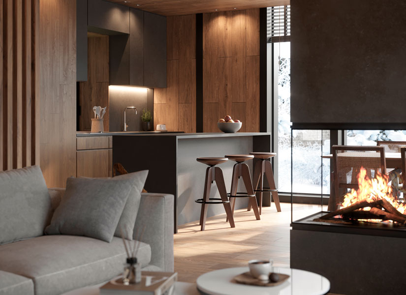 Tresaur D’Aran(Baqueira 1500) Chimenea en salón -  villa de lujo